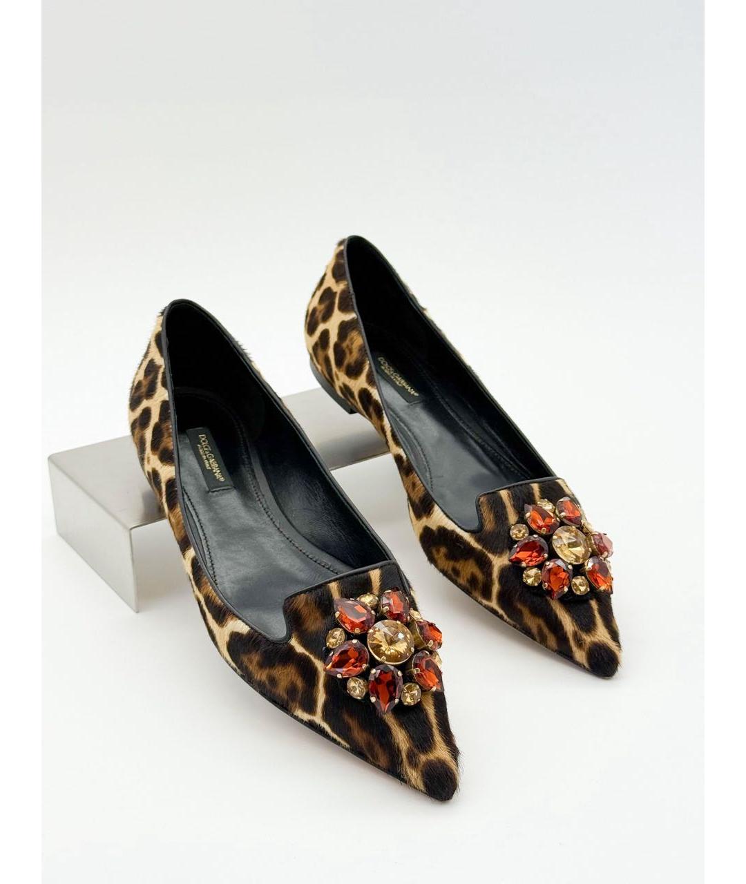 DOLCE&GABBANA Коричневые текстильные балетки, фото 2