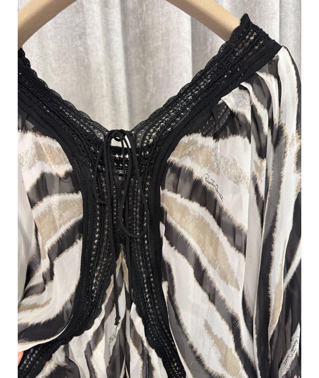 ROBERTO CAVALLI Черная шелковая блузы, фото 3