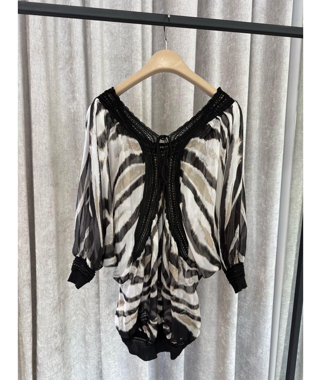 ROBERTO CAVALLI Черная шелковая блузы, фото 2