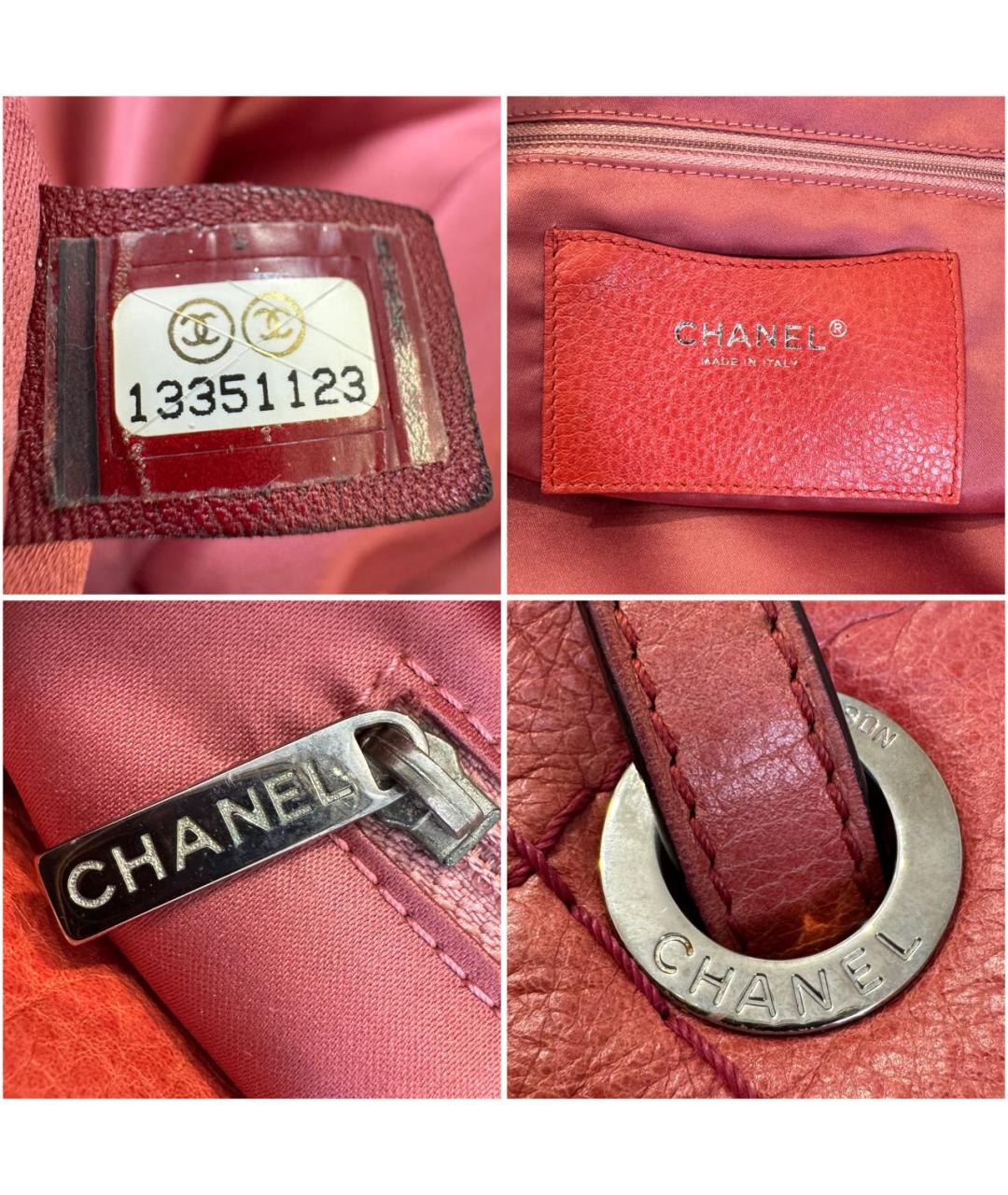 CHANEL Коралловая кожаная сумка тоут, фото 8