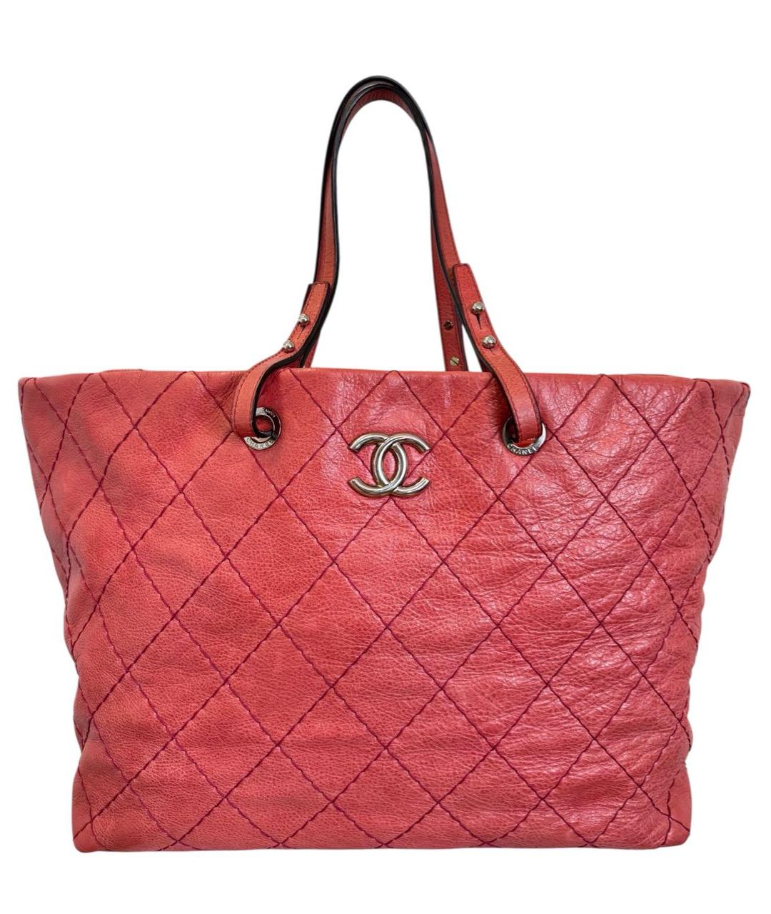 CHANEL Коралловая кожаная сумка тоут, фото 1