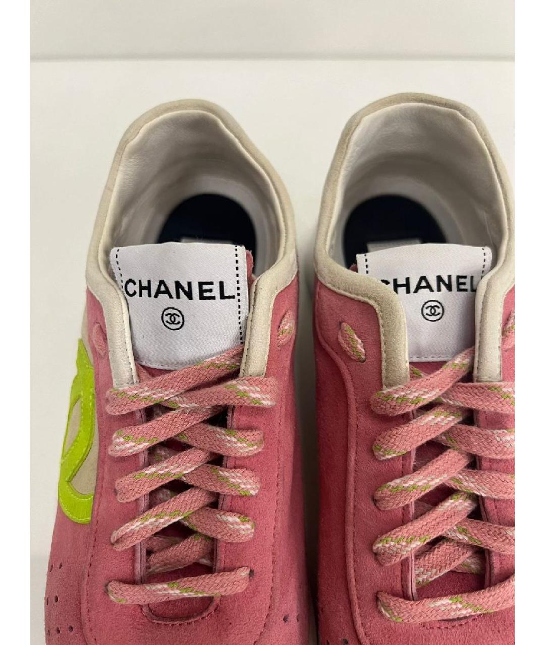 CHANEL Розовые замшевые кроссовки, фото 3