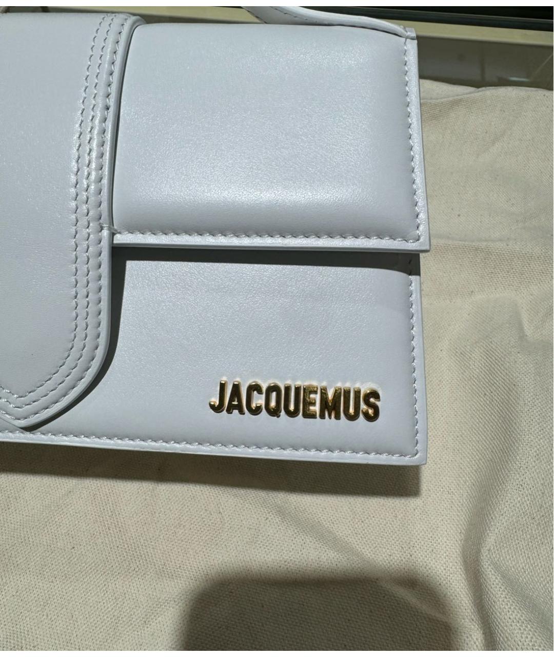 JACQUEMUS Белая кожаная сумка с короткими ручками, фото 2