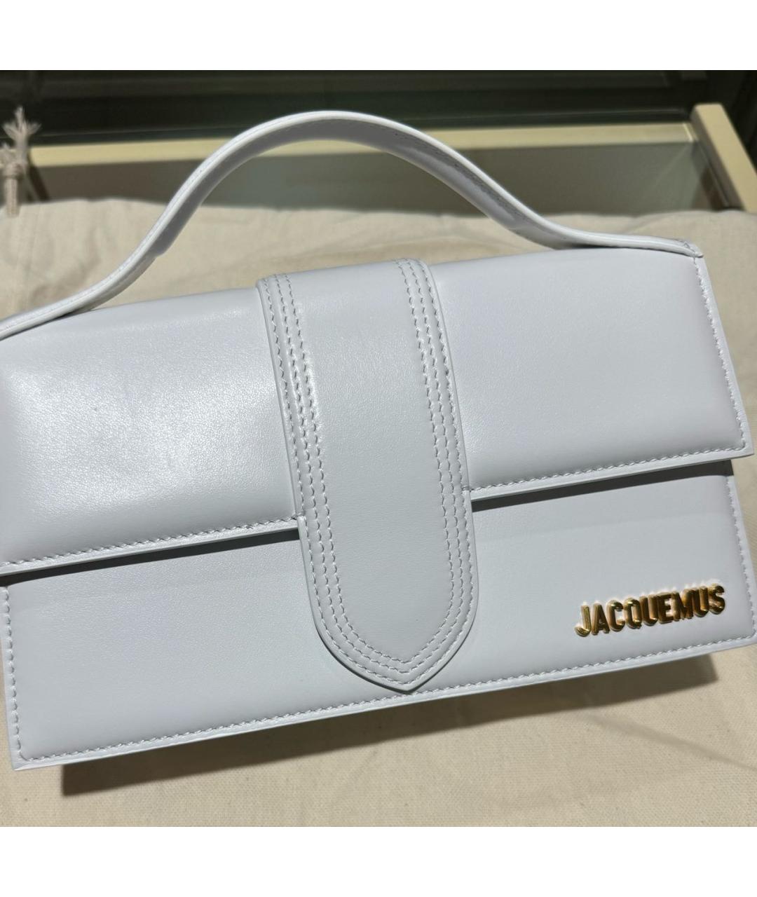 JACQUEMUS Белая кожаная сумка с короткими ручками, фото 7