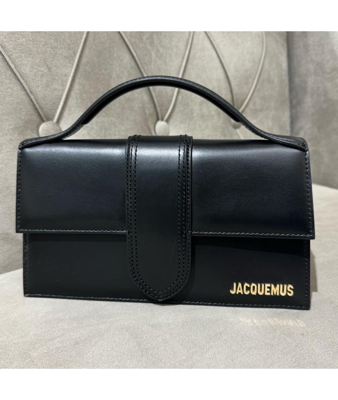 JACQUEMUS Черная кожаная сумка с короткими ручками, фото 5