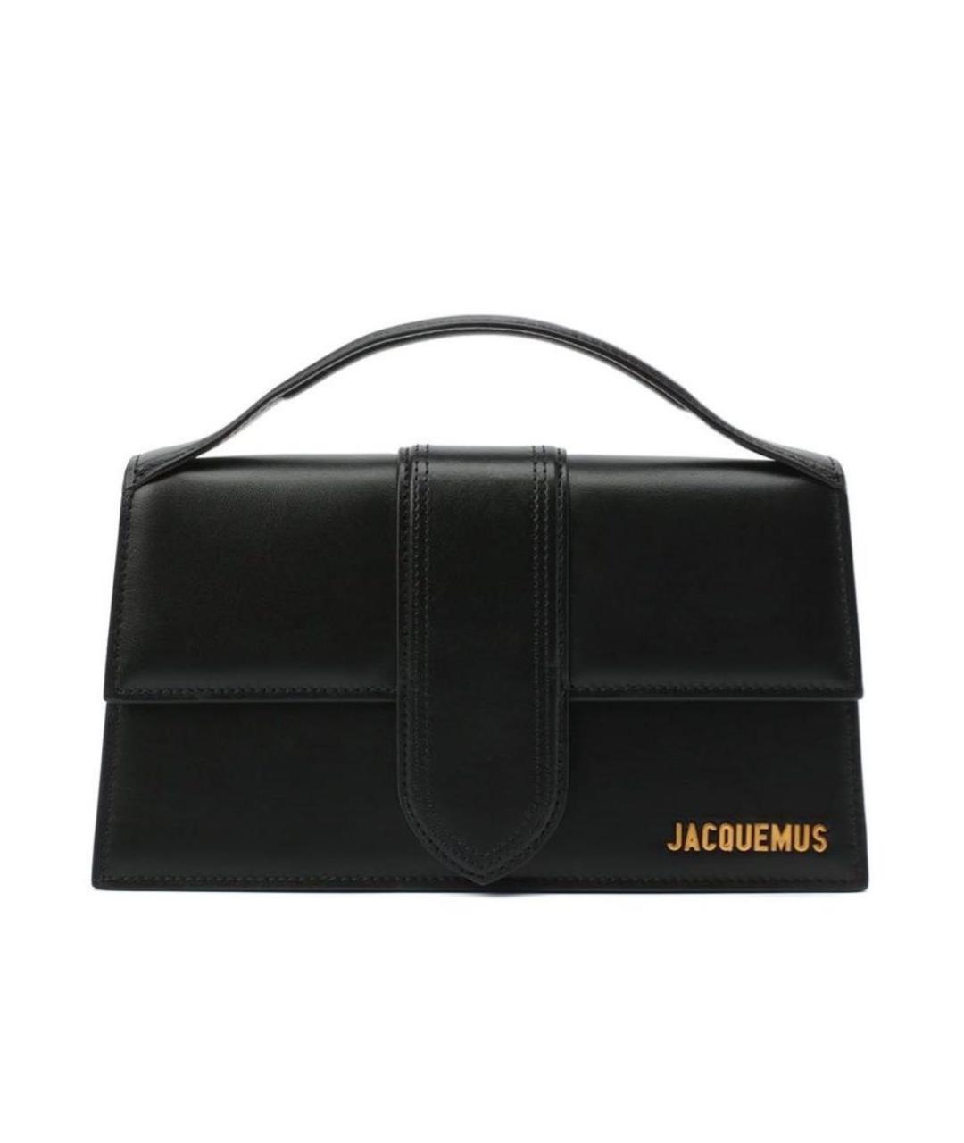 JACQUEMUS Черная кожаная сумка с короткими ручками, фото 1