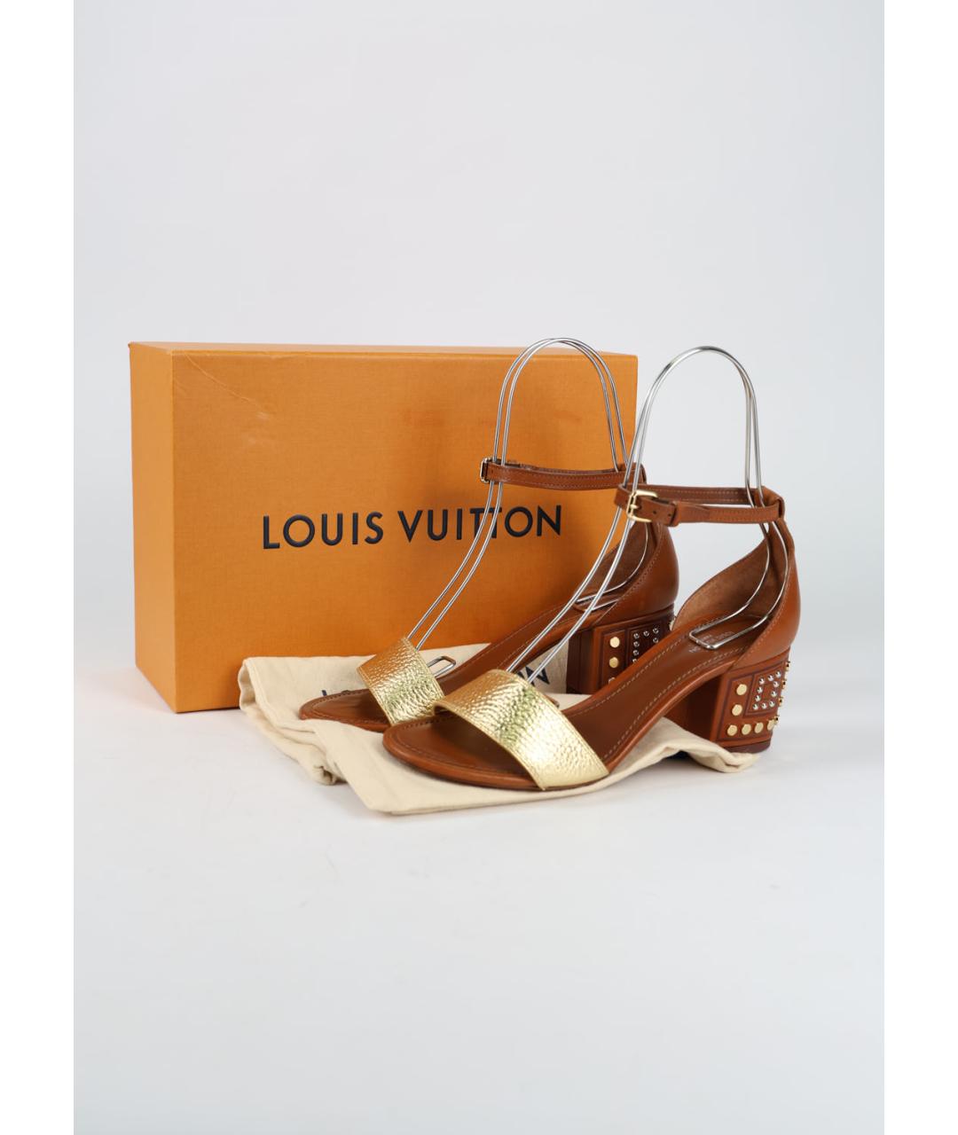 LOUIS VUITTON Коричневые кожаные босоножки, фото 6