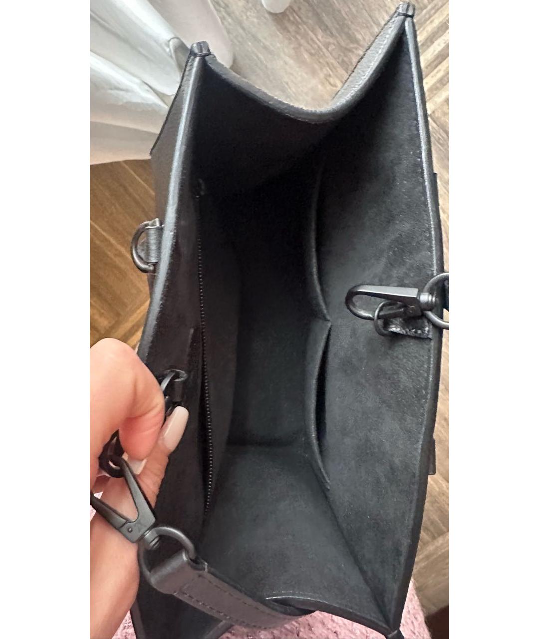 LOUIS VUITTON Черная кожаная сумка тоут, фото 5