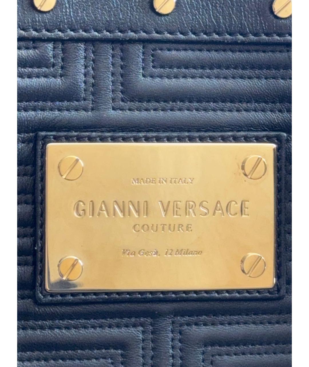 VERSACE Черная кожаная сумка тоут, фото 4