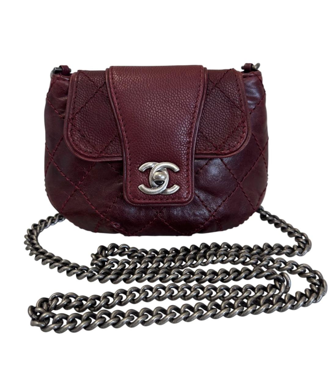 CHANEL Бордовая кожаная сумка через плечо, фото 1