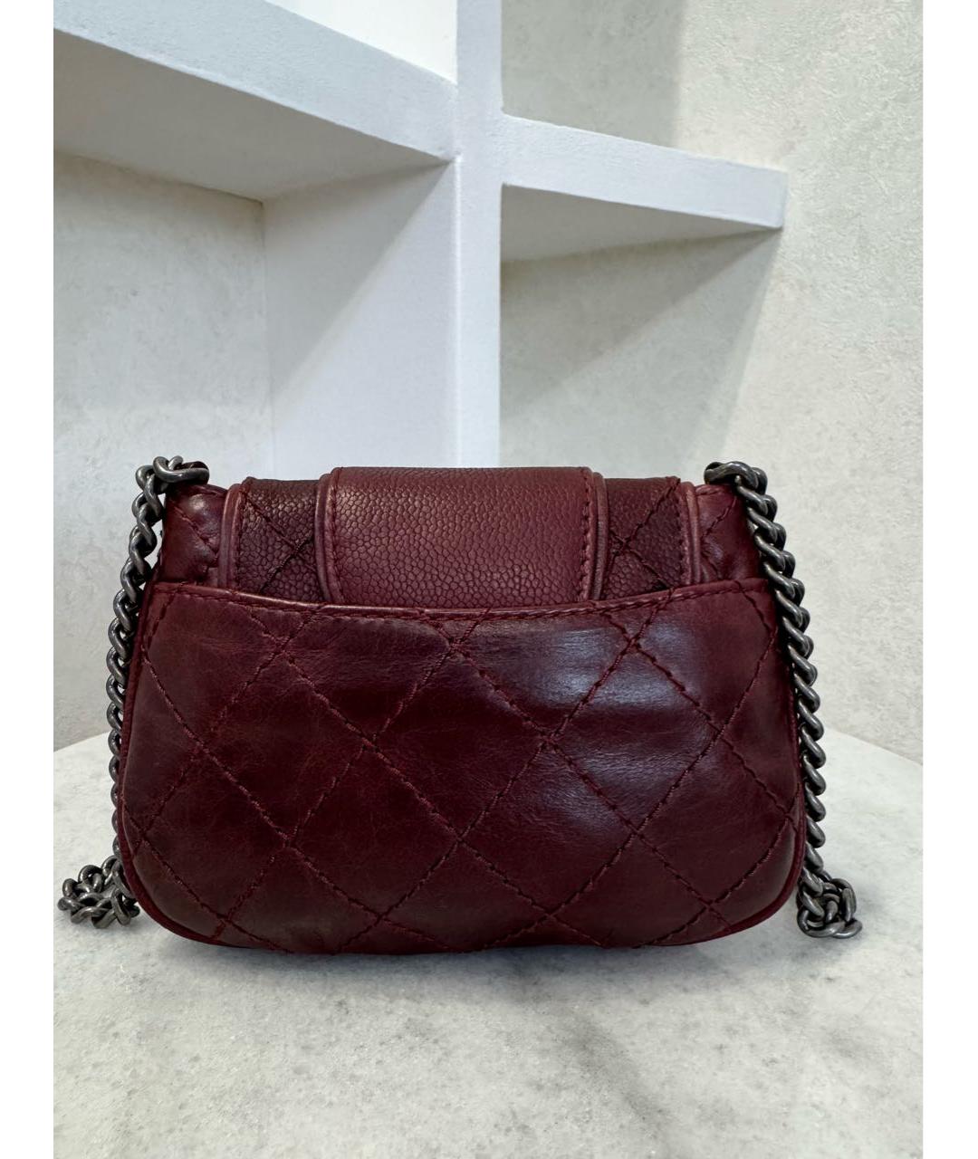 CHANEL Бордовая кожаная сумка через плечо, фото 5