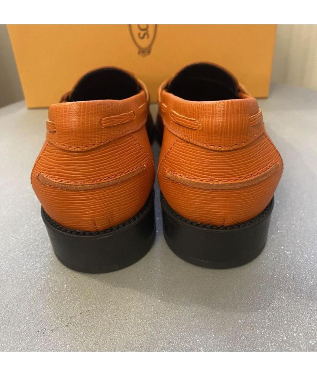 TOD'S Оранжевое кожаные лоферы, фото 3