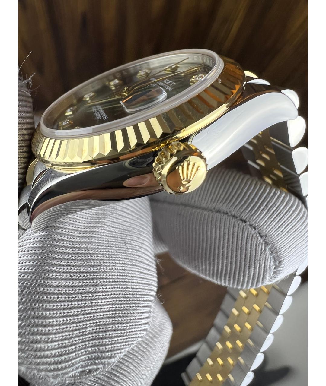 ROLEX Зеленые часы из желтого золота, фото 6