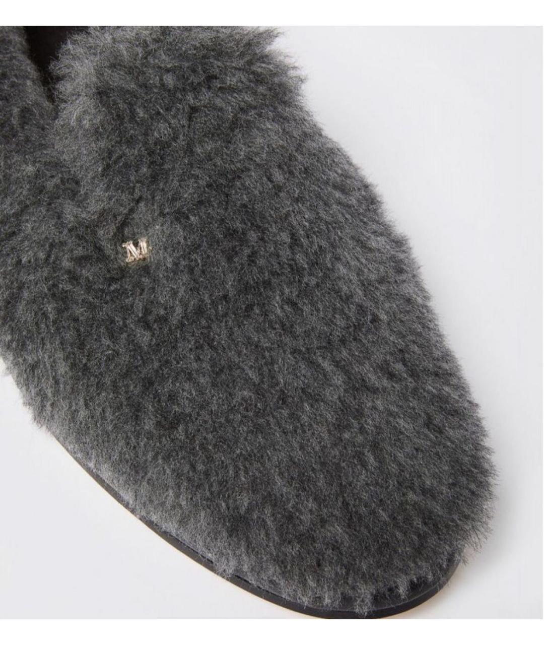 MAX MARA Антрацитовые кожаные лоферы, фото 4