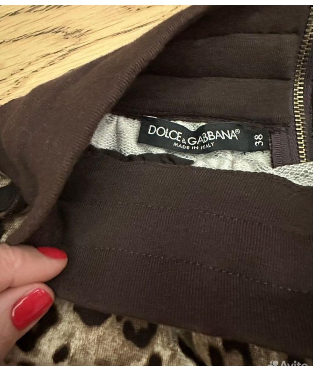 DOLCE&GABBANA Коричневая хлопковая юбка мини, фото 3