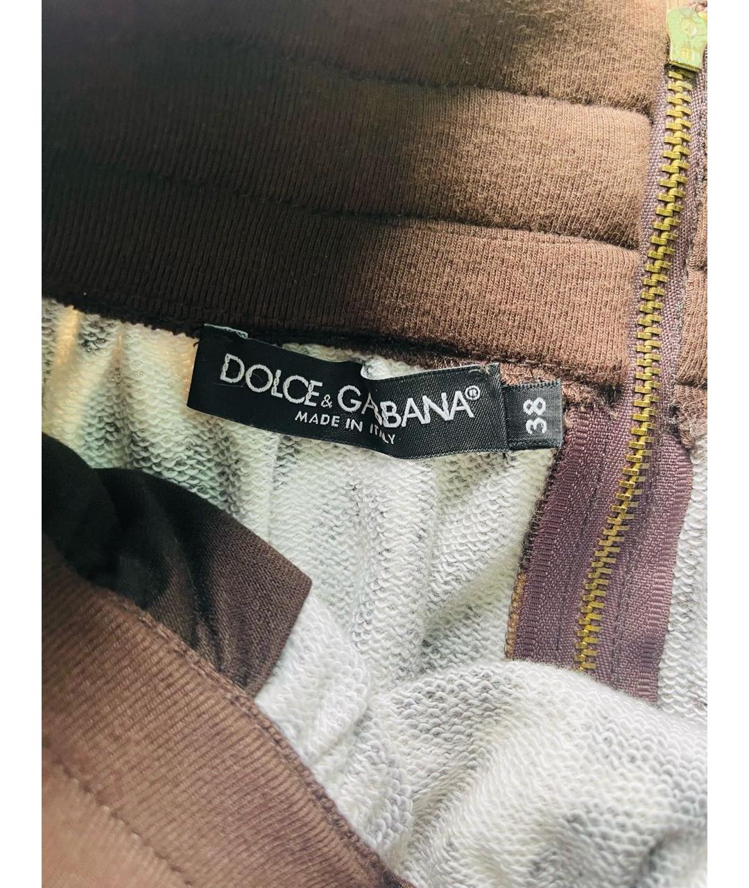 DOLCE&GABBANA Коричневая хлопковая юбка мини, фото 8
