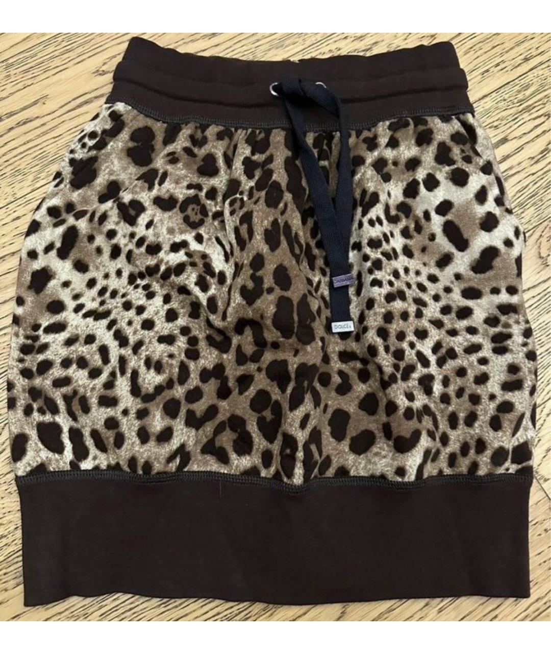 DOLCE&GABBANA Коричневая хлопковая юбка мини, фото 5