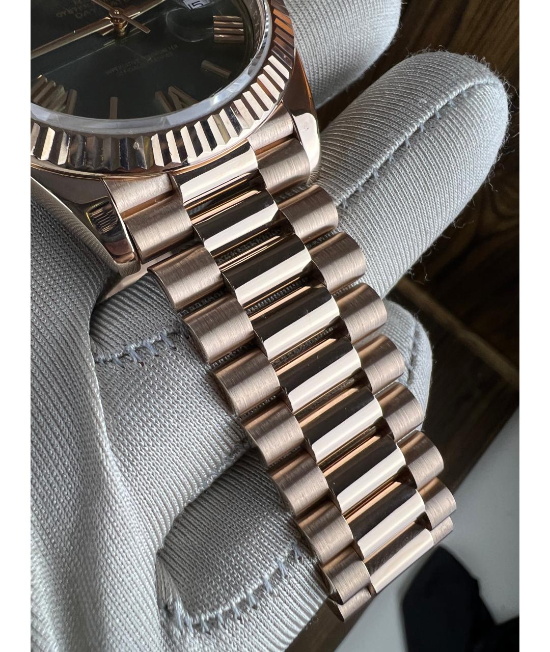 ROLEX Зеленые часы из розового золота, фото 7