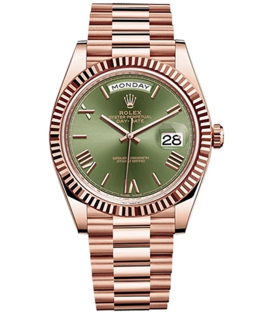 ROLEX Зеленые часы из розового золота, фото 1