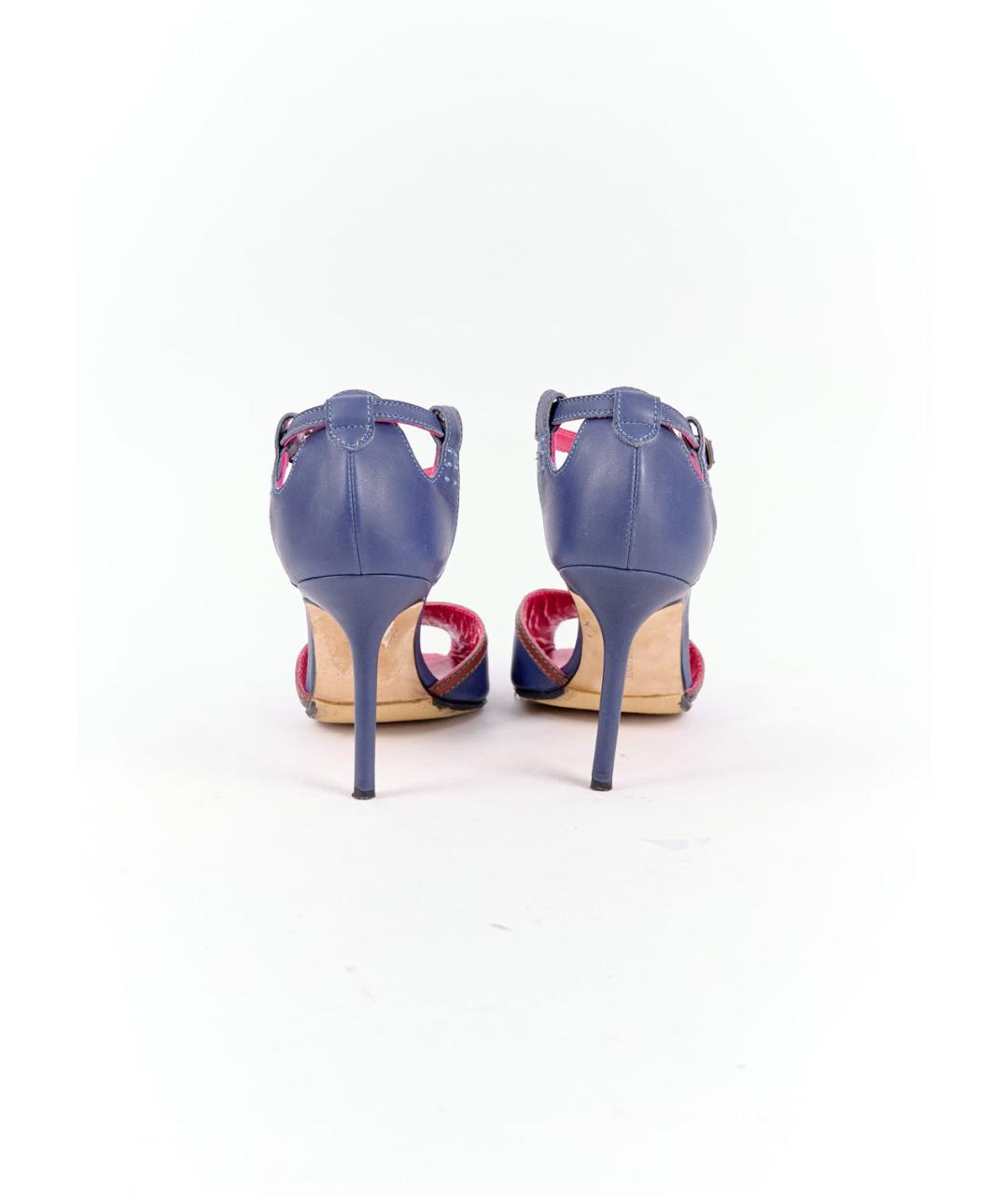 MANOLO BLAHNIK Синие кожаные босоножки, фото 4