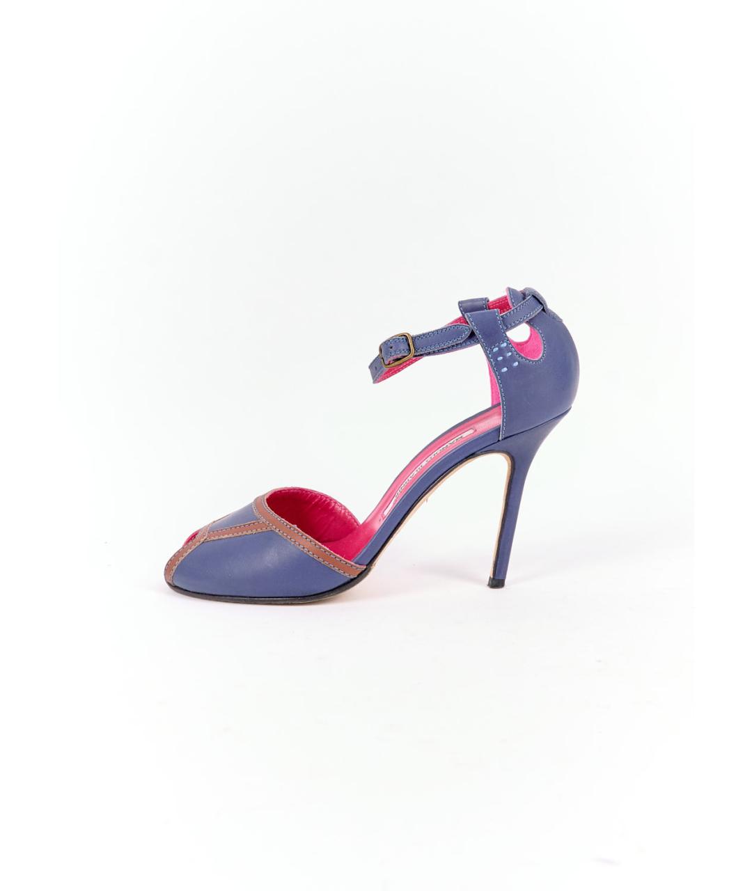 MANOLO BLAHNIK Синие кожаные босоножки, фото 6