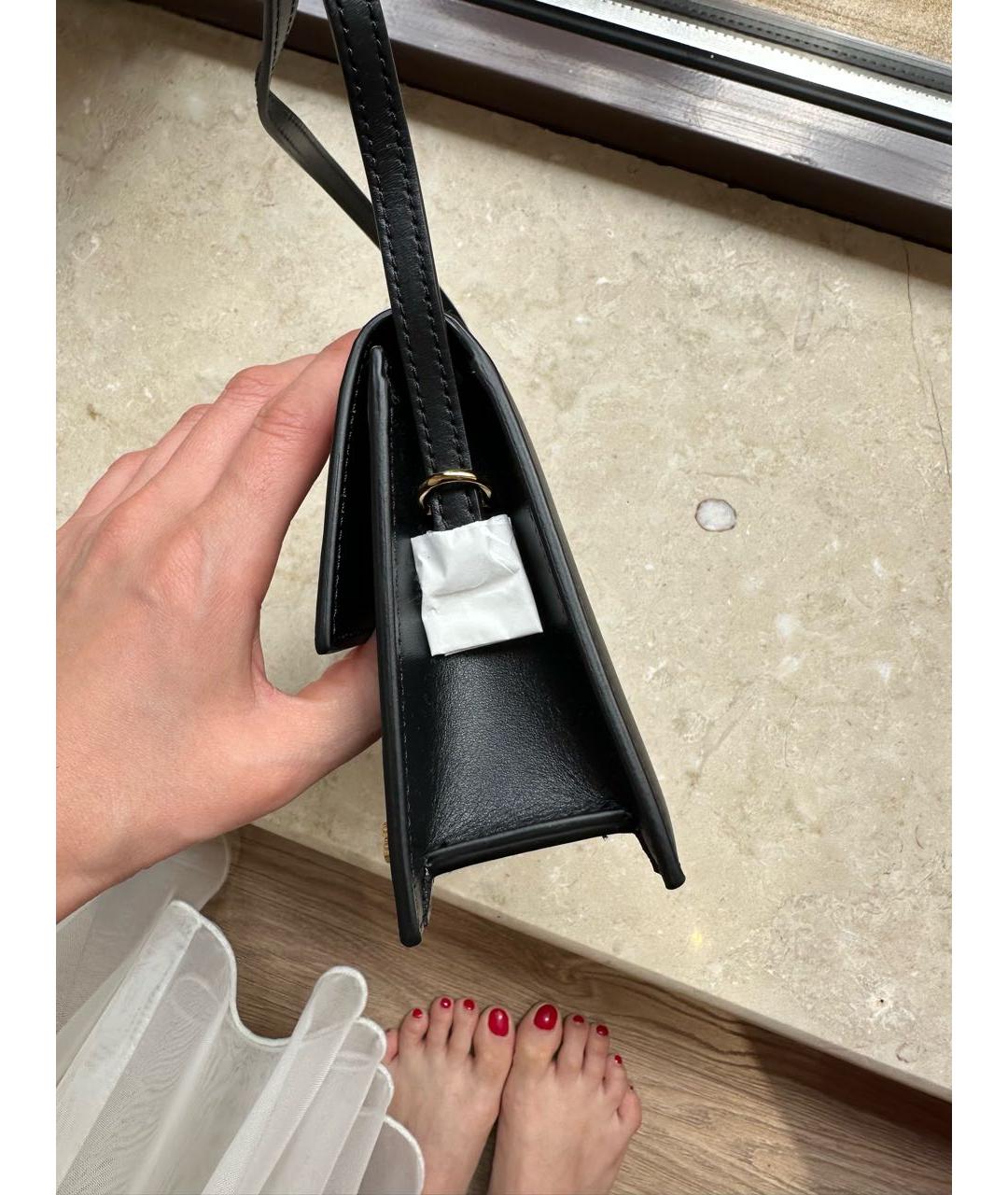 JACQUEMUS Черная кожаная сумка через плечо, фото 2