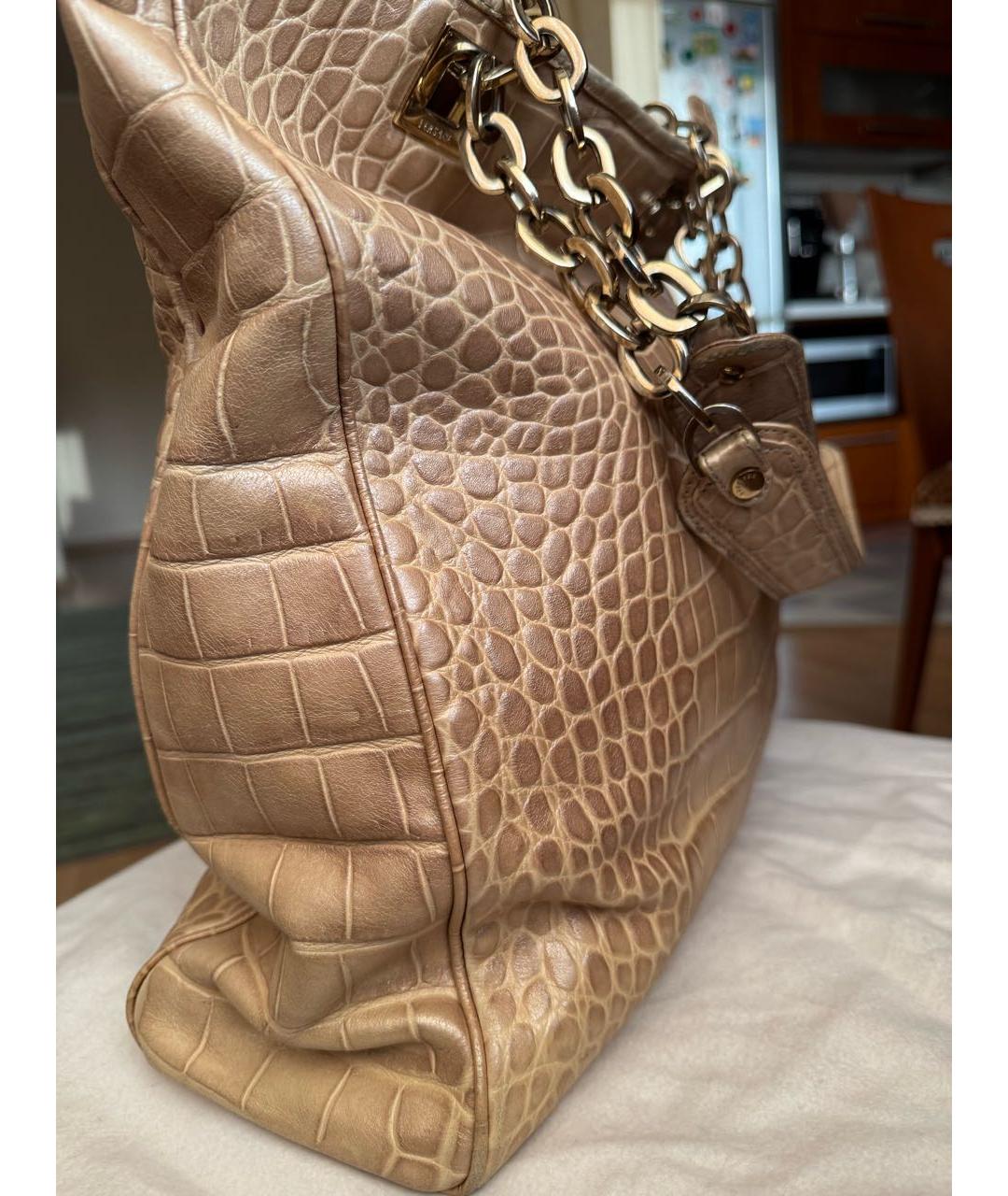 VERSACE Бежевая кожаная сумка тоут, фото 3