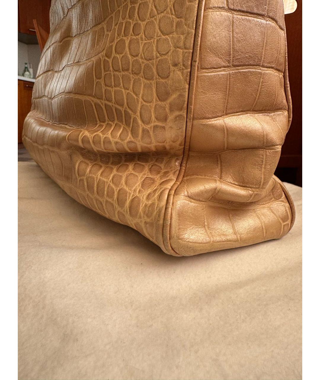 VERSACE Бежевая кожаная сумка тоут, фото 6