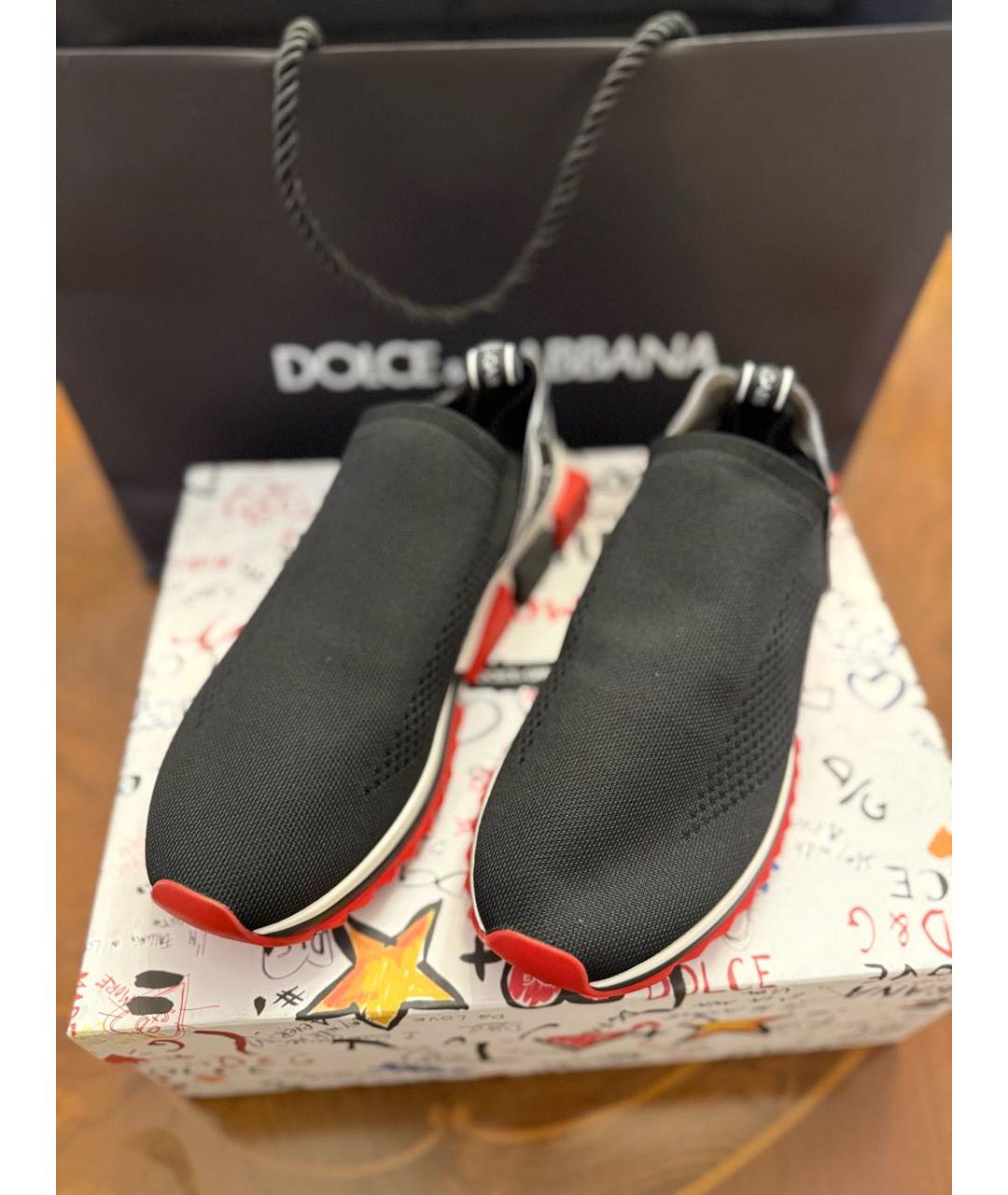 DOLCE&GABBANA Черные текстильные низкие кроссовки / кеды, фото 3