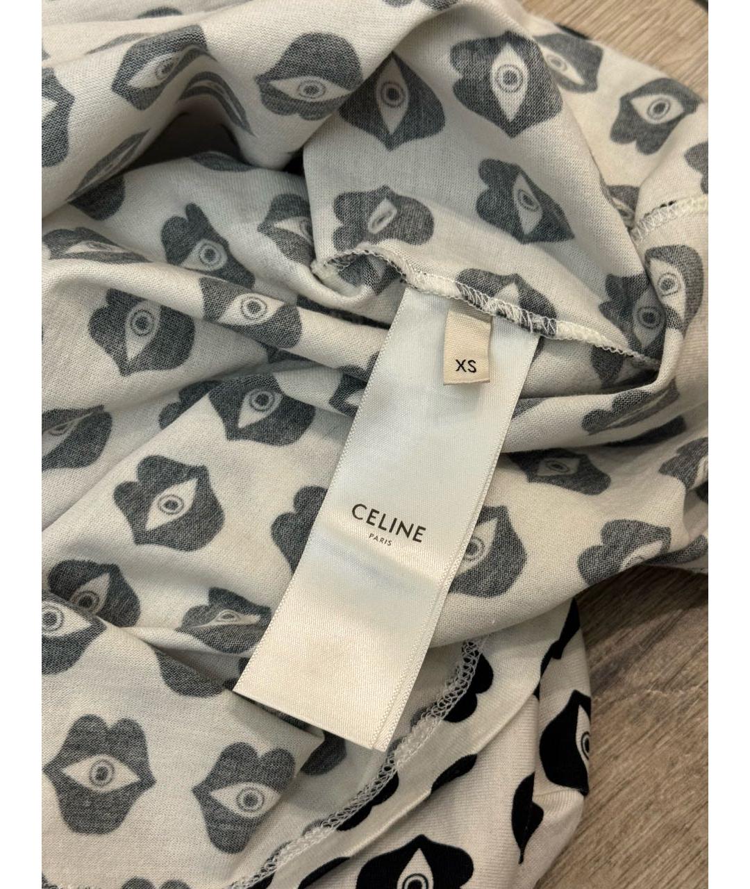 CELINE Белая хлопковая футболка, фото 6