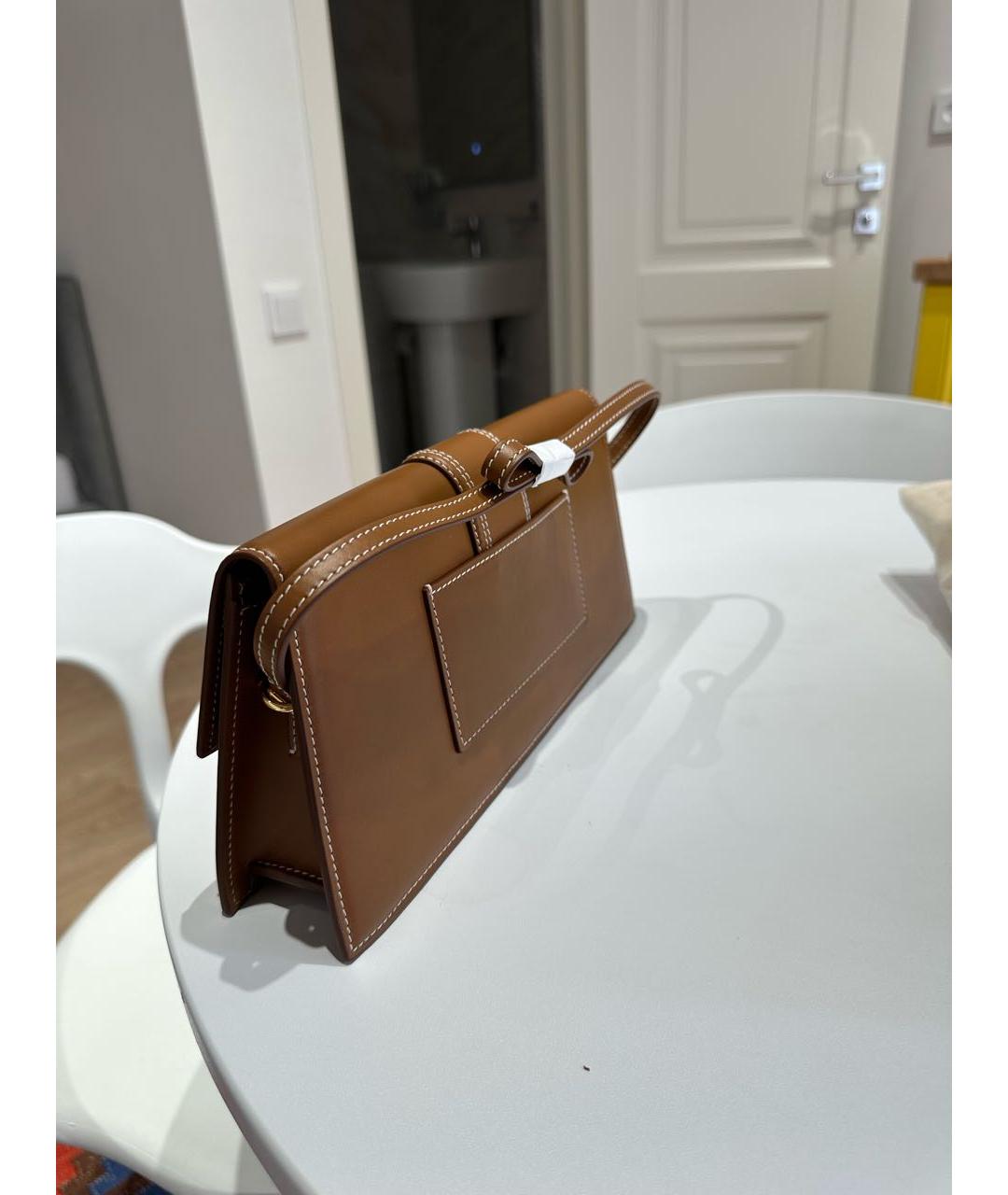 JACQUEMUS Коричневая кожаная сумка с короткими ручками, фото 5