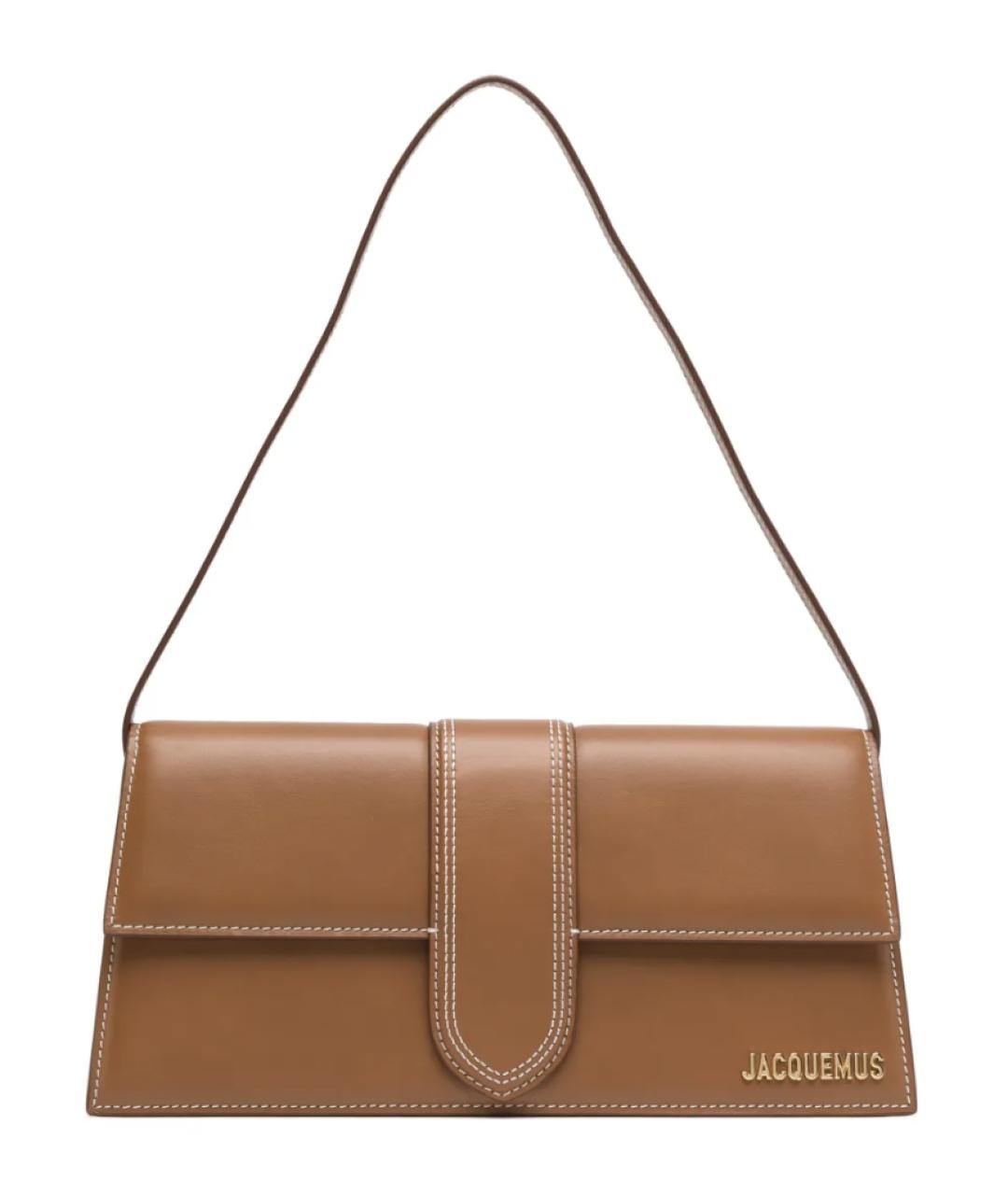JACQUEMUS Коричневая кожаная сумка с короткими ручками, фото 1