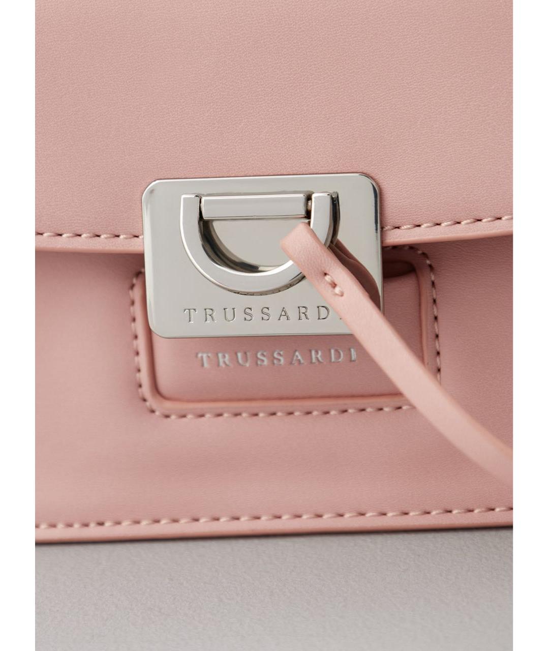 TRUSSARDI Розовая сумка через плечо из искусственной кожи, фото 3