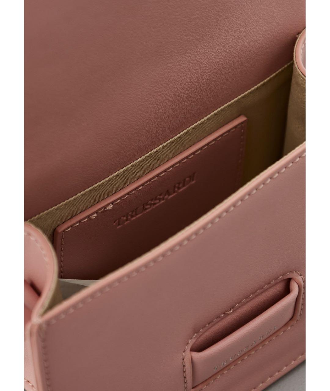 TRUSSARDI Розовая сумка через плечо из искусственной кожи, фото 4