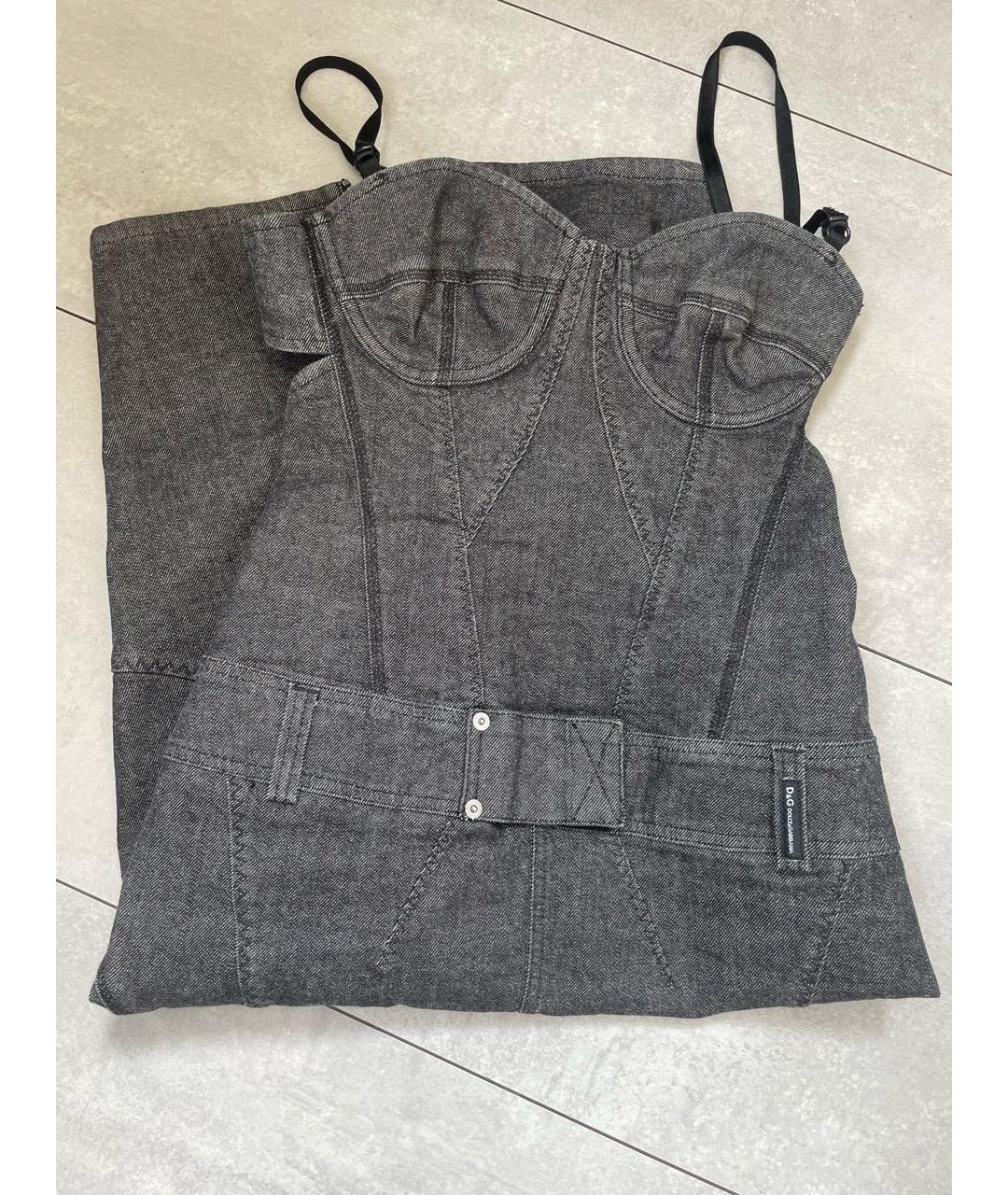 DOLCE&GABBANA Черное деним коктейльное платье, фото 4