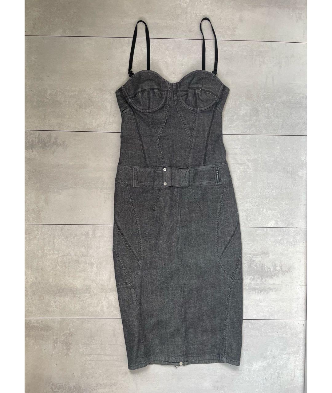 DOLCE&GABBANA Черное деним коктейльное платье, фото 9