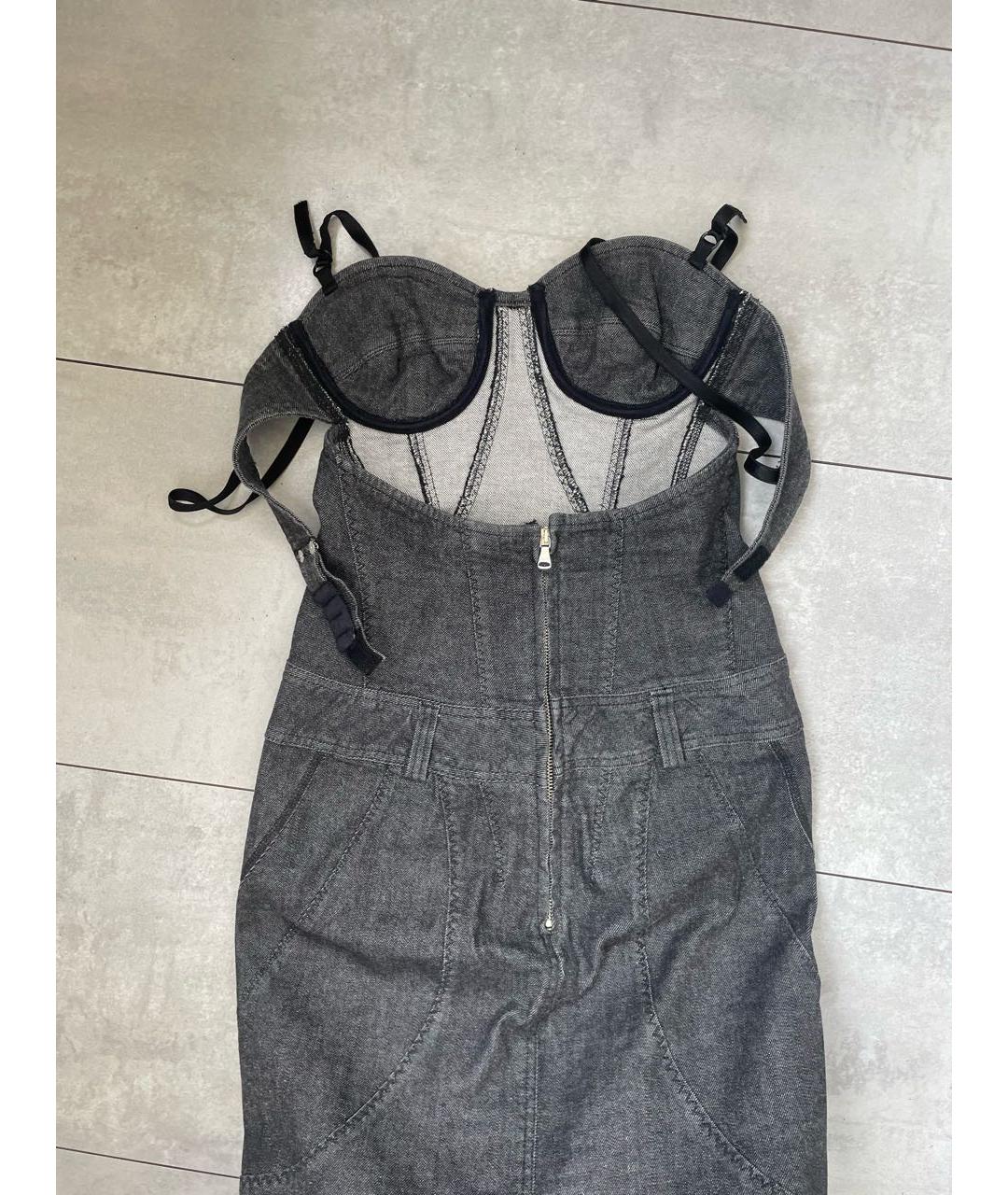 DOLCE&GABBANA Черное деним коктейльное платье, фото 5