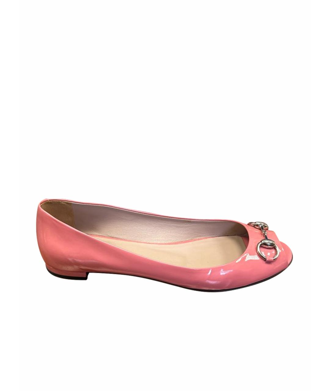 GUCCI Розовые балетки из лакированной кожи, фото 1
