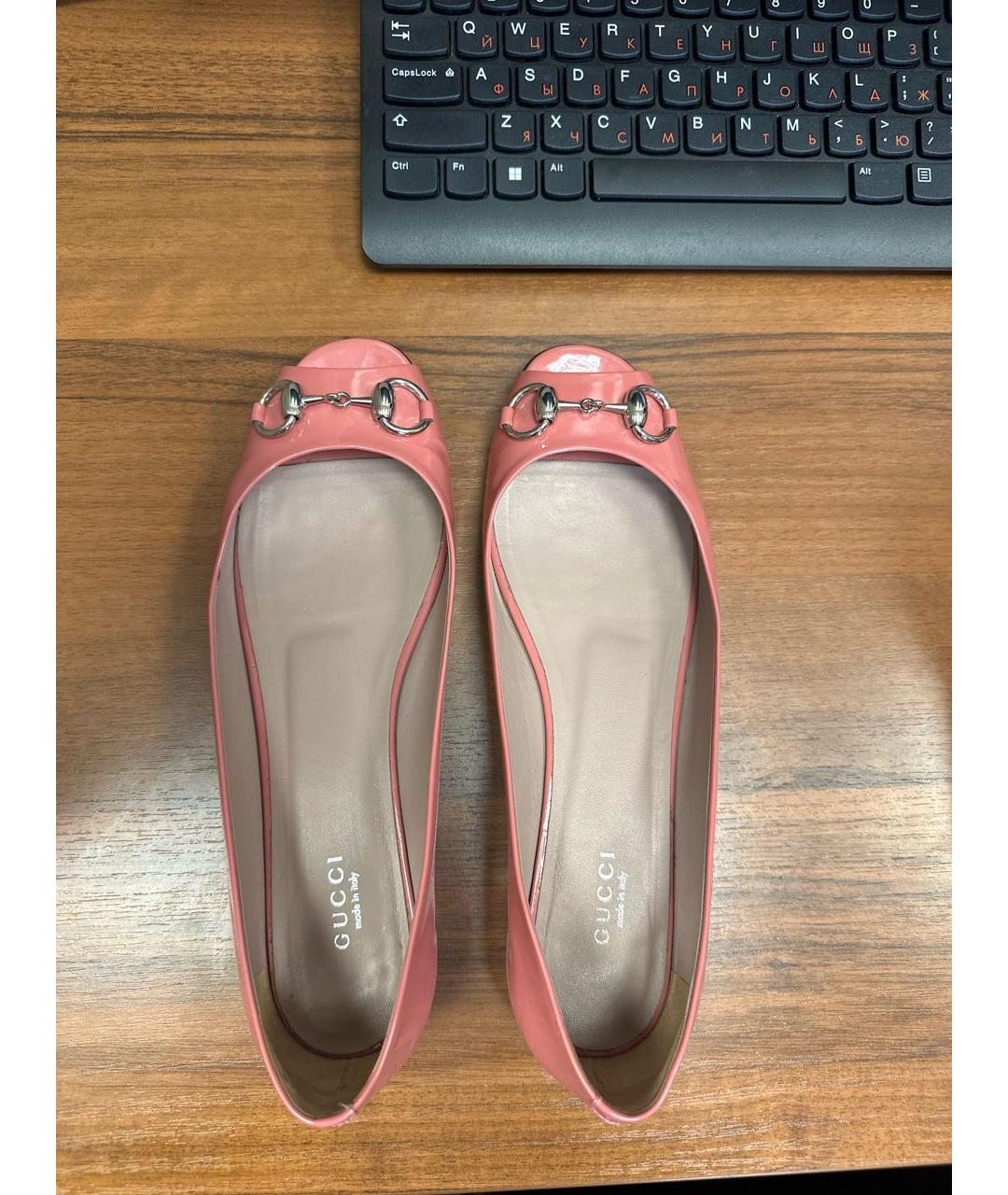 GUCCI Розовые балетки из лакированной кожи, фото 3