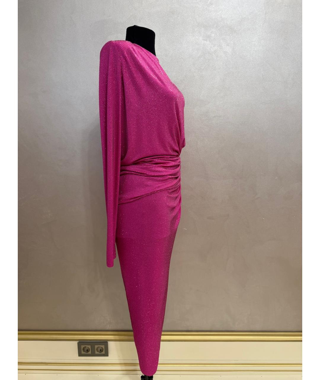 ALEXANDRE VAUTHIER Фуксия вискозное коктейльное платье, фото 3