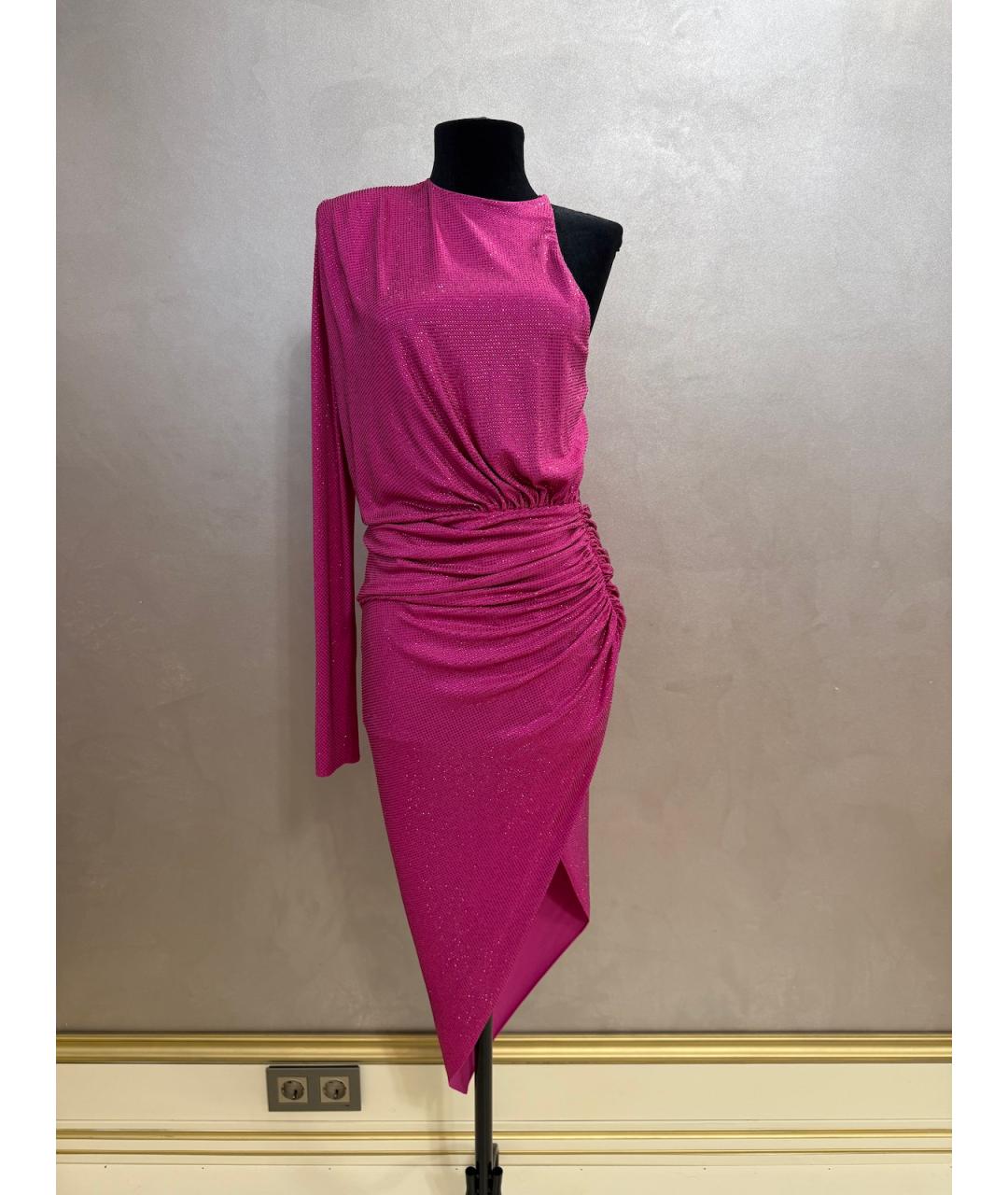 ALEXANDRE VAUTHIER Фуксия вискозное коктейльное платье, фото 9
