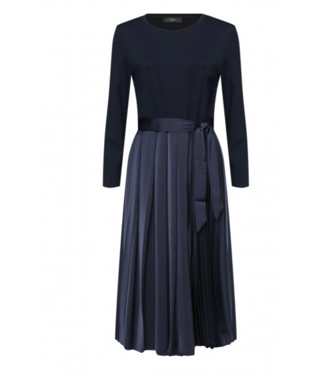 WEEKEND MAX MARA Темно-синее вискозное повседневное платье, фото 8