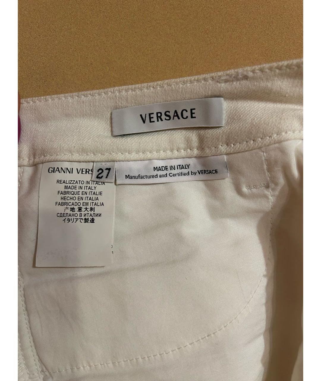VERSACE Белые хлопковые прямые джинсы, фото 4