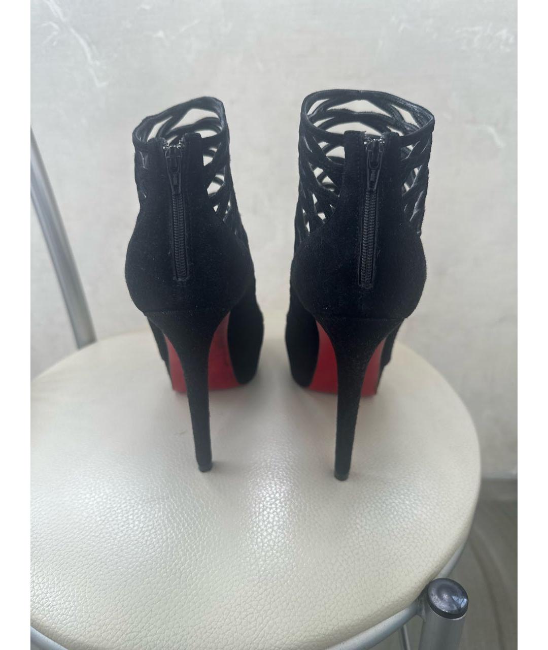 CHRISTIAN LOUBOUTIN Черные замшевые туфли, фото 4