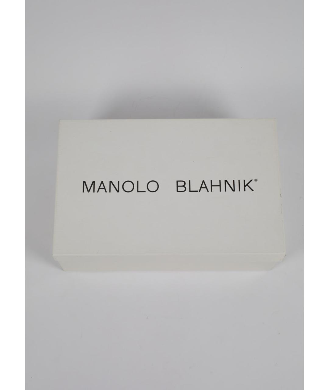 MANOLO BLAHNIK Синие босоножки из лакированной кожи, фото 6