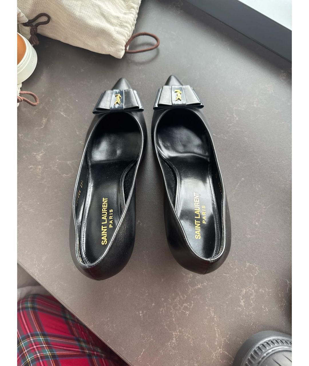 SAINT LAURENT Черные кожаные туфли, фото 3