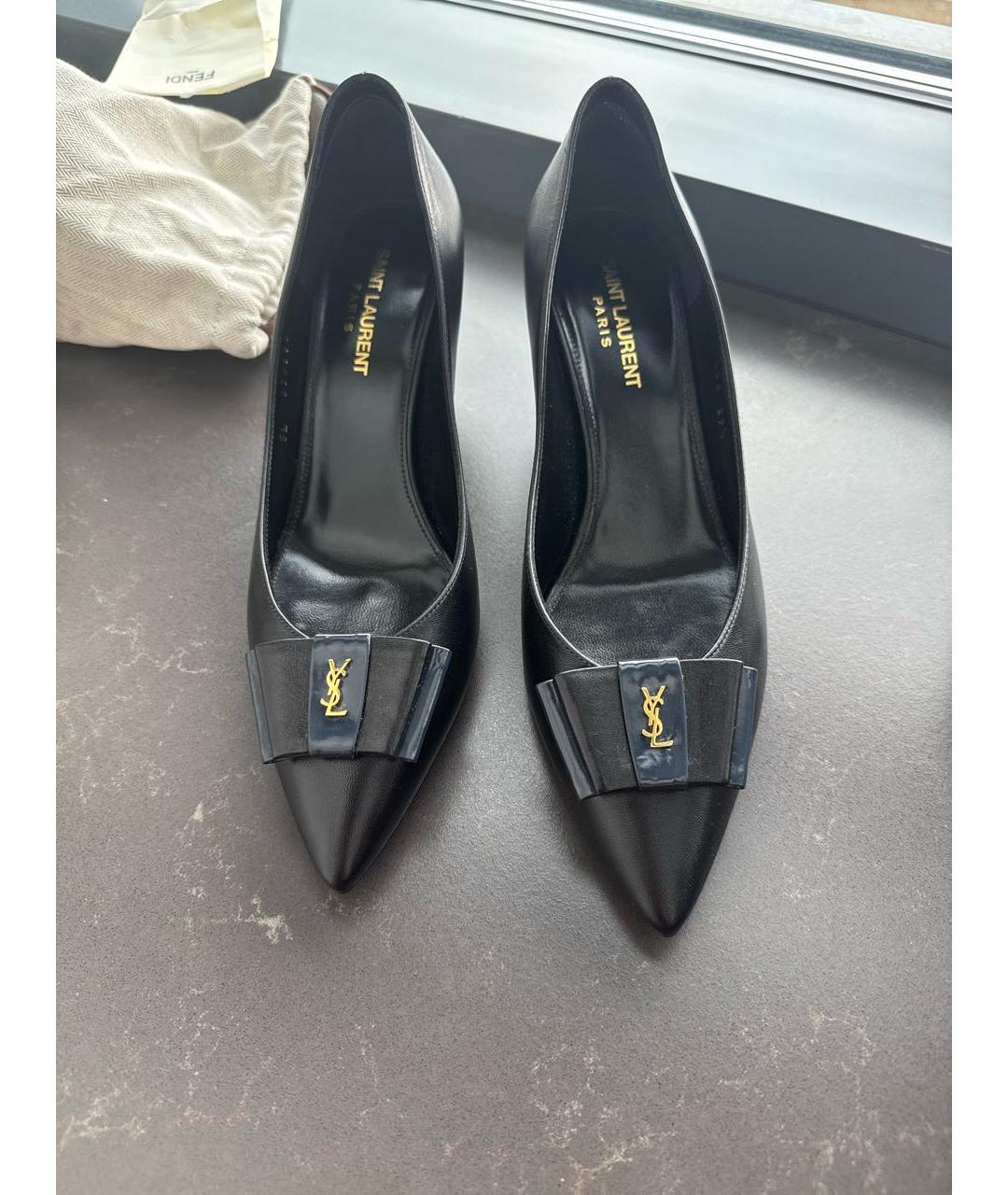 SAINT LAURENT Черные кожаные туфли, фото 2