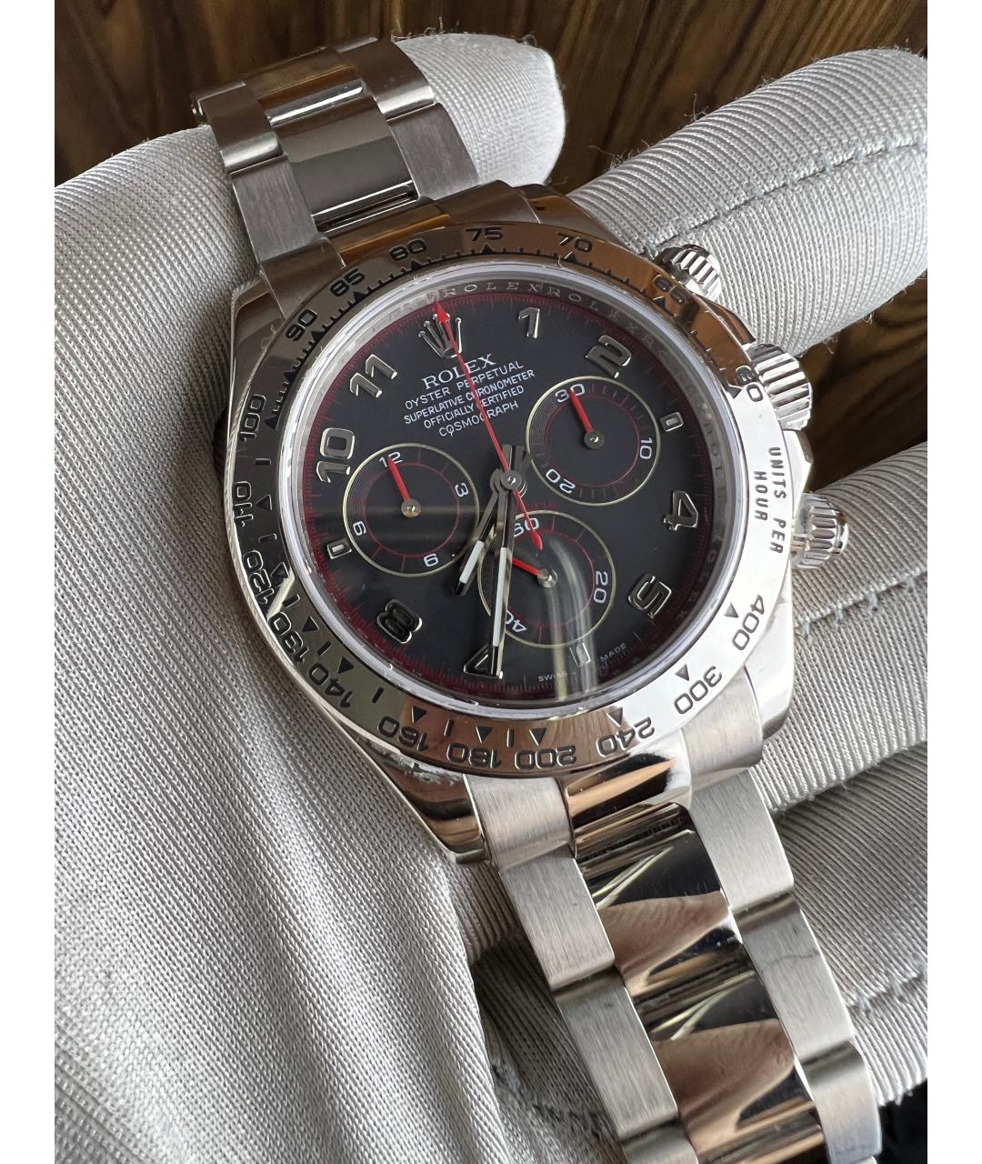 ROLEX Черные часы из белого золота, фото 2