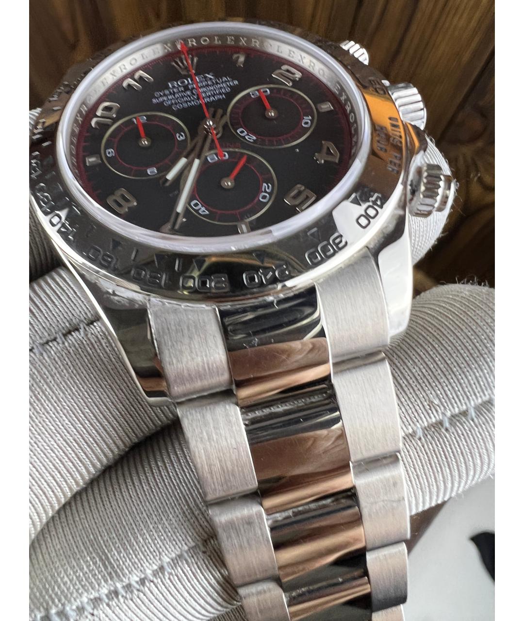 ROLEX Черные часы из белого золота, фото 4