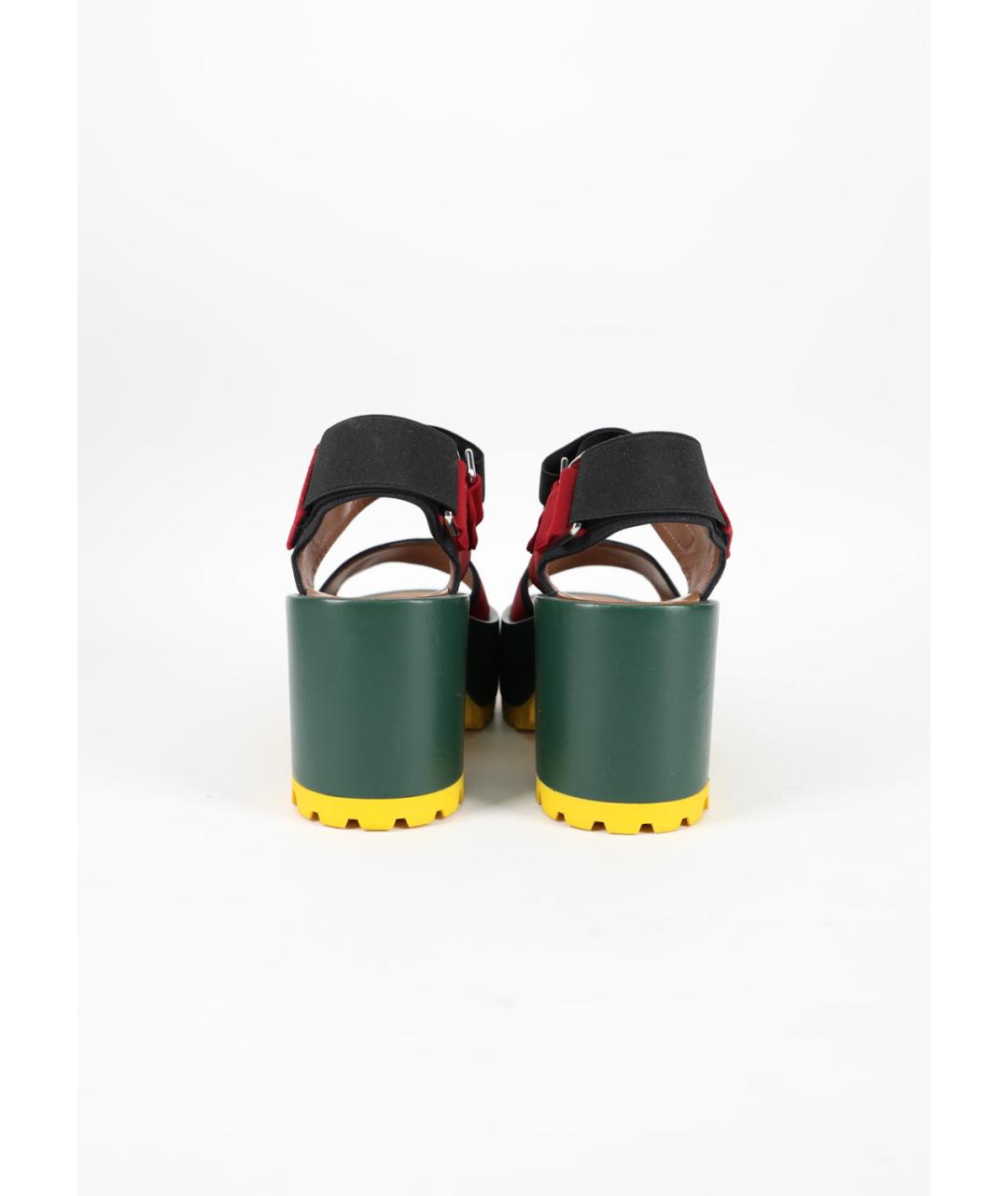 MARNI Бордовые текстильные босоножки, фото 4